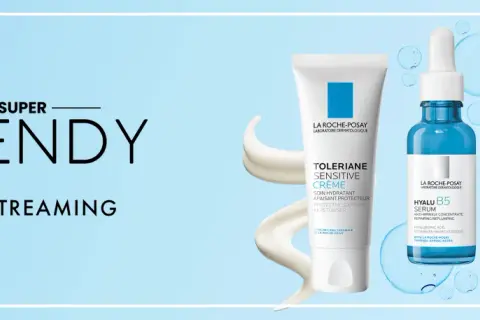 Super trendy kosmetyki do świadomej pielęgnacji twarzy: krem La Roche-Posay Toleriane, serum Hyalu B5 i serum Vichy Liftactiv B3.