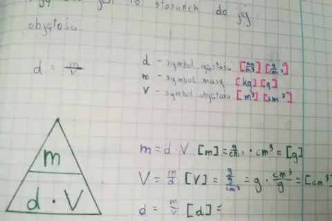 Gęstość (d) to stosunek masy (m) do objętości (V). Wzory i jednostki, nie liczba Avogadro.