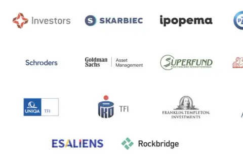 Logotypy firm: Quercus, Investors, Skarbiec, Ipopema, PZU, Allianz, Schroders, Goldman Sachs, Superfund, Generali, VIG, Uniqa, TFI, Franklin Templeton, AgioFunds, Esaliens, Rockbridge. Allianz i Pimco to partnerzy funduszy rynków wschodzących.