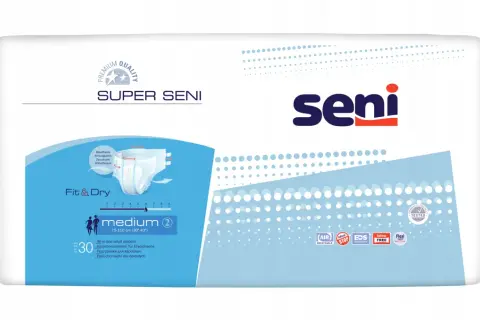 Opakowanie pieluchomajtek Super Seni Medium. Wniosek o zwrot za pieluchy z PCPR może być łatwiejszy z tymi produktami.