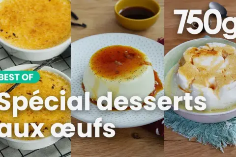 Trois desserts gourmands : crème brûlée, panna cotta et île flottante. Une recette dessert avec des oeufs pour se régaler.