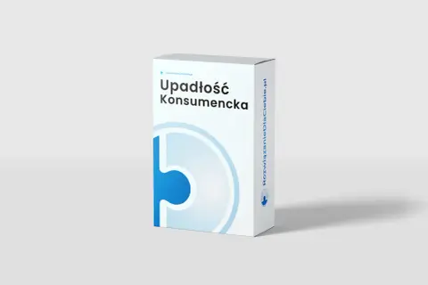 Pudełko z napisem "Upadłość Konsumencka" i logo. Dowiedz się, na czym polega upadłość konsumencka i jak uzyskać pomoc.