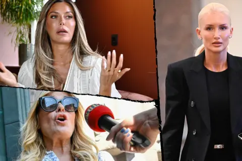 Matilda Lundqvist i tre olika situationer: intervjuad, talande till mikrofon och på väg.
