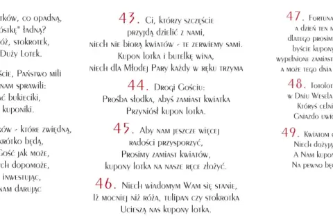 Zaproszenie na poprawiny: zamiast kwiatów, prosimy o kupon lotka, który przyniesie nam szczęście.