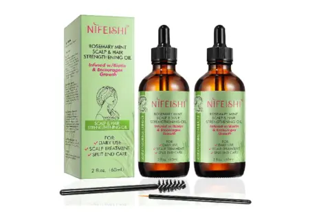 Dos frascos de aceite para el pelo Nifeishi, con caja y aplicadores. Ideal para fortalecer el cuero cabelludo y puntas abiertas.