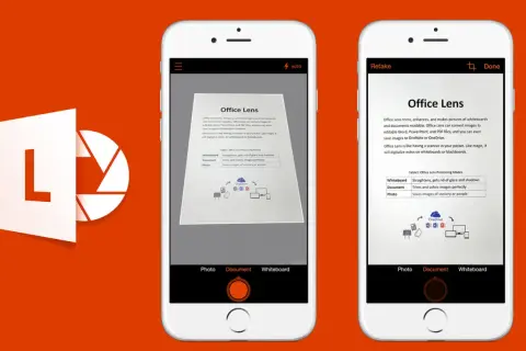 L'application pour scanner des documents gratuit Office Lens sur un smartphone. Elle permet de numériser des tableaux blancs et des documents.
