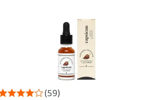 Flacone con contagocce di olio al peperoncino piccante "capsicum" Habanero Chocolate, 20 ml.