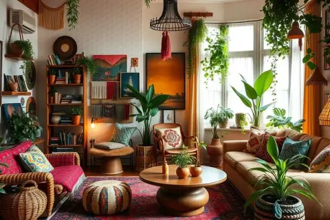 Wohnzimmer boho style deko: kreative Ideen für einen einzigartigen Look