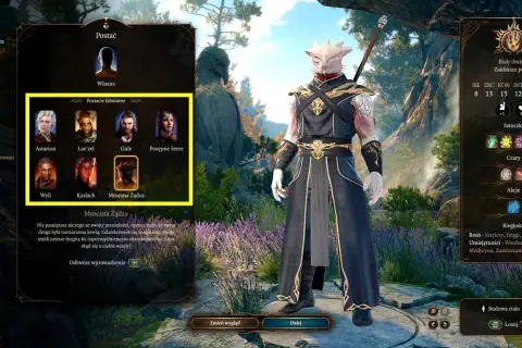 Wybierz jedną z **baldur's gate 3 postaci** fabularnych: Astarion, Lae'zel, Gale, Posępne Serce, Wyll, Karlach lub Mroczna Żądza.