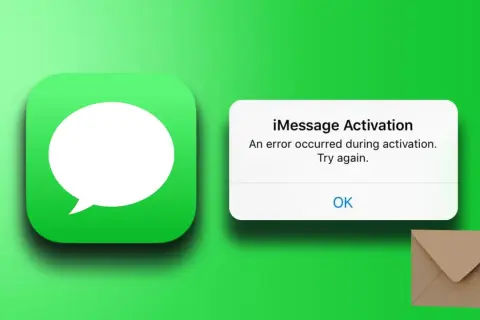 L'icône Messages et une fenêtre d'erreur indiquent que iMessage ne fonctionne pas. Une erreur s'est produite lors de l'activation.