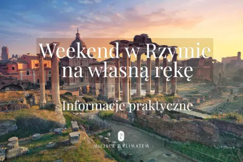 Rzymskie ruiny o zachodzie słońca. Idealna pogoda w Rzymie w listopadzie na zwiedzanie.