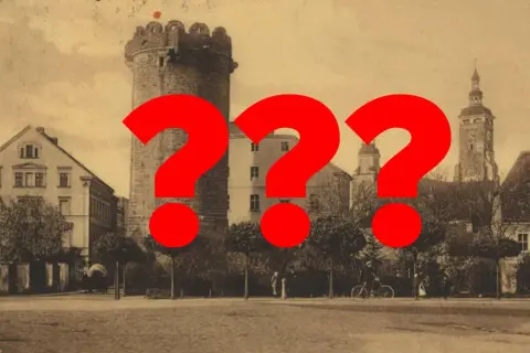 Stare miasto z wieżą i kościołem, a może najstarsze miasto w Polsce? Wielkie czerwone znaki zapytania zasłaniają tajemnicę.