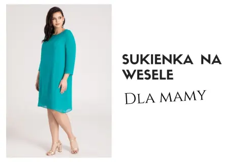 Elegancka turkusowa sukienka na wesele dla mamy, w dużych rozmiarach. Idealna na uroczystość.