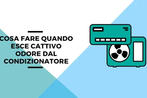 Cosa fare quando esce cattivo odore dal condizionatore. Icona di un condizionatore d'aria con ventola.