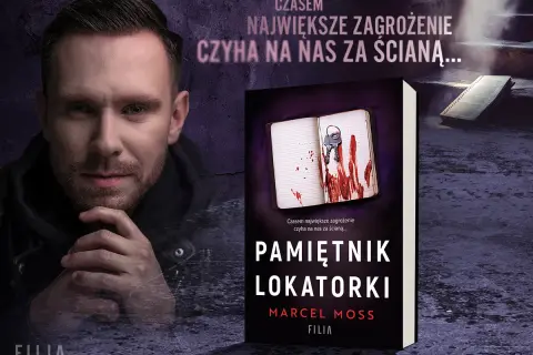 Marcel Moss, autor "Pamiętnika lokatorki", z mrocznym tłem. Prawdziwe nazwisko autora nie jest widoczne.