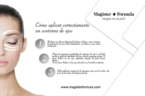 Mujer aplicando contorno de ojos con toques suaves. Guía paso a paso para el cuidado de la piel.