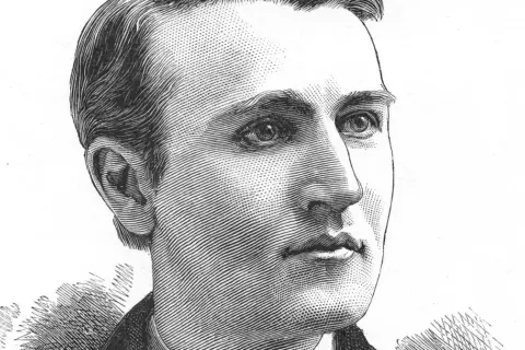 Portret mężczyzny w stylu rycin. Czy to on, kto wynalazł prąd?