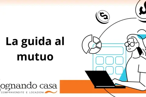 La guida al mutuo: una donna con occhiali lavora al laptop, circondata da grafici, calcolatrice e monete, per preparare i documenti per mutuo.