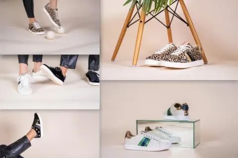 Sneakers Serafini con stampe animalier, glitter e dettagli in velluto. Stile audace per ogni occasione.