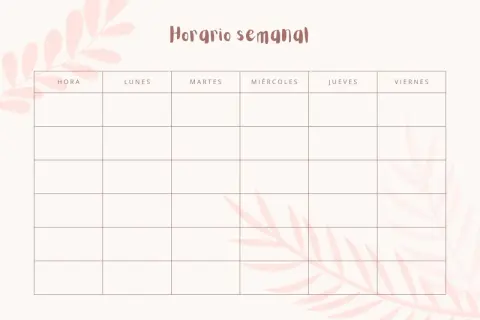 Plantillas bonitos horarios para imprimir con diseño floral. Organiza tu semana con este horario semanal.