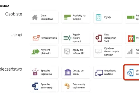 Ustawienia mBank: Limity i autoryzacje. Tutaj dowiesz się, jak zmienić limity mbank.