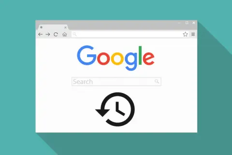 Ikona zegara symbolizuje historię przeglądania Google.