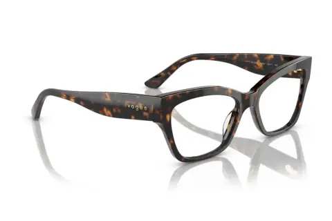 Eleganckie okulary korekcyjne Vogue w panterkę, z subtelnym logo marki.