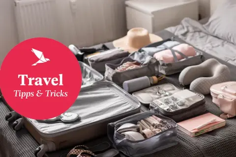 Koffer packen für den Roadtrip: Kleidung, Reisekissen, Kulturbeutel und mehr – alles für deine Reise-Essentials.
