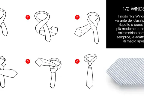 Istruzioni passo passo per creare un nodo cravatta scappino (1/2 Windsor).