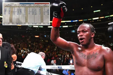 A boxer raises his glove in victory, with a scorecard in the background showing the sd boxing meaning of points awarded in a fight.