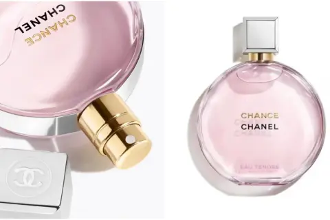 Różowe flakoniki perfum Chanel Chance Eau Tendre, symbol delikatności i kobiecości.