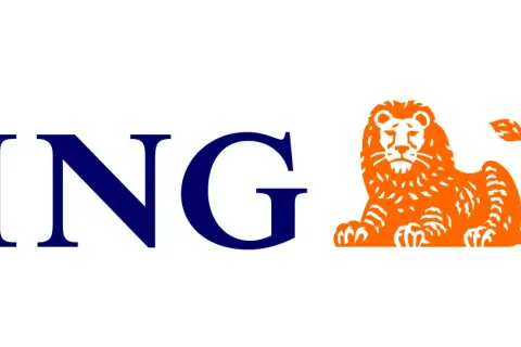 Logo ING z lwem, symbolem banku, który wielu uważa za najlepszy bank w Polsce.
