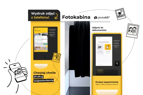 Fotokabina photoAiD umożliwia wydruk zdjęć z telefonu. Wywołaj wspomnienia, drukuj zdjęcia z wakacji i fotokartki.