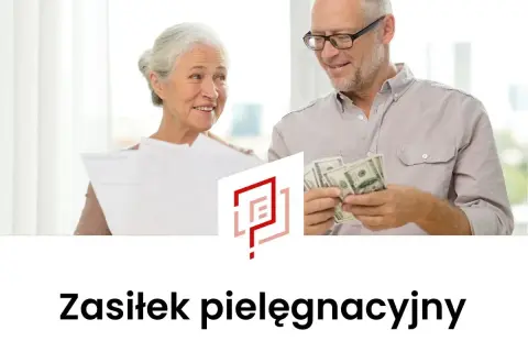 Uśmiechnięci seniorzy analizują dokumenty i pieniądze. Zasiłek pielęgnacyjny to wsparcie dla potrzebujących.