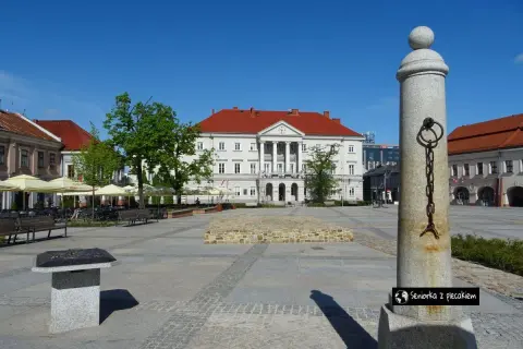 Rynek w Kielcach, z ratuszem w tle. Idealne miejsce na relaks i odkrywanie kielce atrakcje dla dorosłych, np. w jednej z kawiarni.
