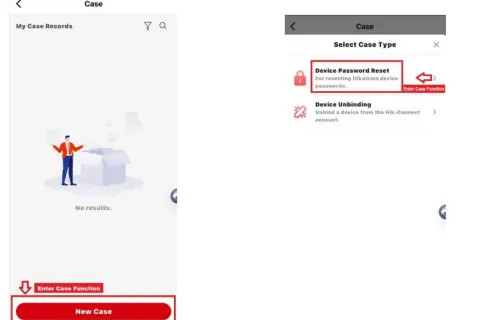 Interface d'application pour réinitialiser le mot de passe hikvision.