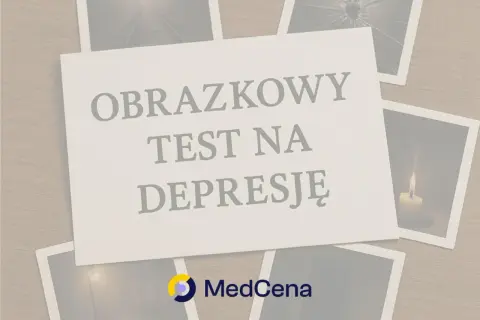 Obrazkowy test na depresję. Zdjęcia przedstawiają tory kolejowe, pęknięte szkło i gasnącą świecę, sugerując trudne emocje.