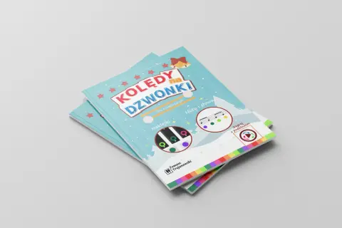 Kolęda na dzwonki chromatyczne: książka z nutami i słowami, naklejkami i podkładem do zabawy.