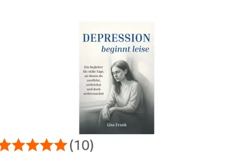 Buchcover: Junge Frau sitzt nachdenklich am Fenster, Titel "Depression beginnt leise".