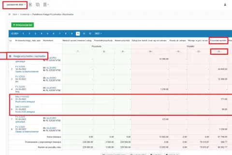 Tabela z rozliczeniem delegacji, widoczne kolumny: Pozostałe wydatki, Razem wydatki.