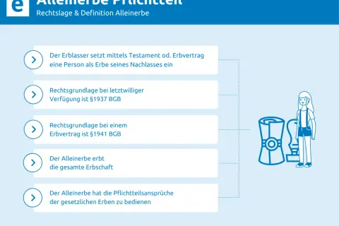 Schema zur Berechnung von Pflegeleistungen im Erbfall: Alleinerbe erbt Nachlass, gesetzliche Grundlagen und Pflichten.
