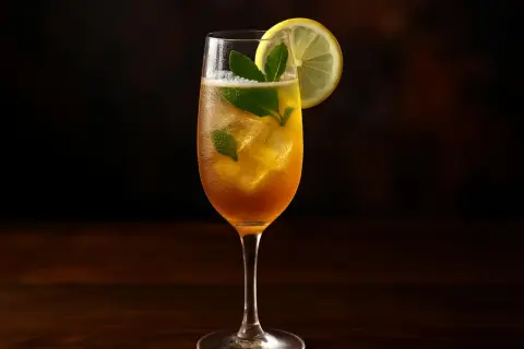 En svalkande Arnold Palmer drink med is, myntablad och en citronskiva. Perfekt för en varm sommardag.