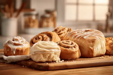 Słodkie cynamonki, niektóre z lukrem, inne z orzechami. Idealne na deser, choć warto pamiętać o ich cynamonka kcal.
