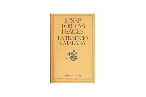 Portada del llibre "La tradició catalana" de Josep Torras i Bages, amb un dibuix d'una branca de cirerer.