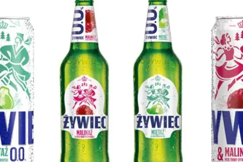 Żywiec, marka piwa z południa Polski, prezentuje warianty malinowy i miętowy.