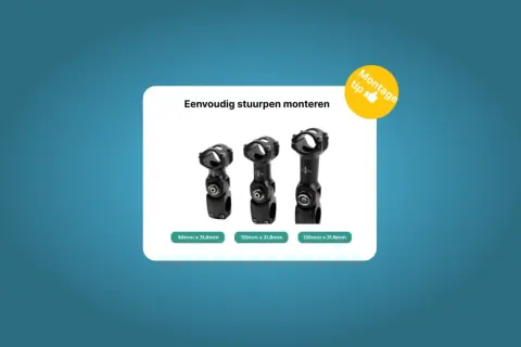 Drie stuurpennen voor fietsstuur verhogen, met maten 90, 110 en 130mm. Montage tip!