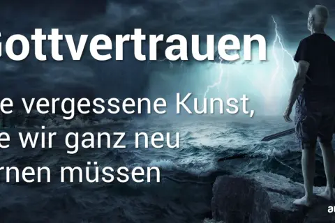 Mann steht im Sturm, lernt Gottvertrauen. Die vergessene Kunst, die wir neu lernen müssen.