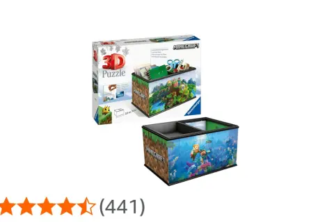 Zbuduj własny schowek z Minecraft! To trójwymiarowe puzzle z motywem gry, które po złożeniu stają się praktycznym pojemnikiem.