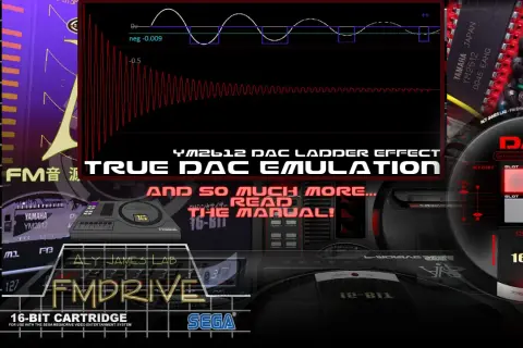 Aly James Lab FMDRIVE VST plugin, featuring YM2612 DAC emulation and true FM synthesis for 16-bit Sega Mega Drive sounds.