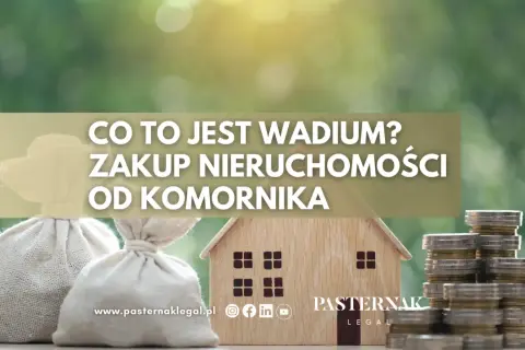 Dwa worki z pieniędzmi, drewniany domek i stos monet. Co to jest wadium przy zakupie nieruchomości od komornika?